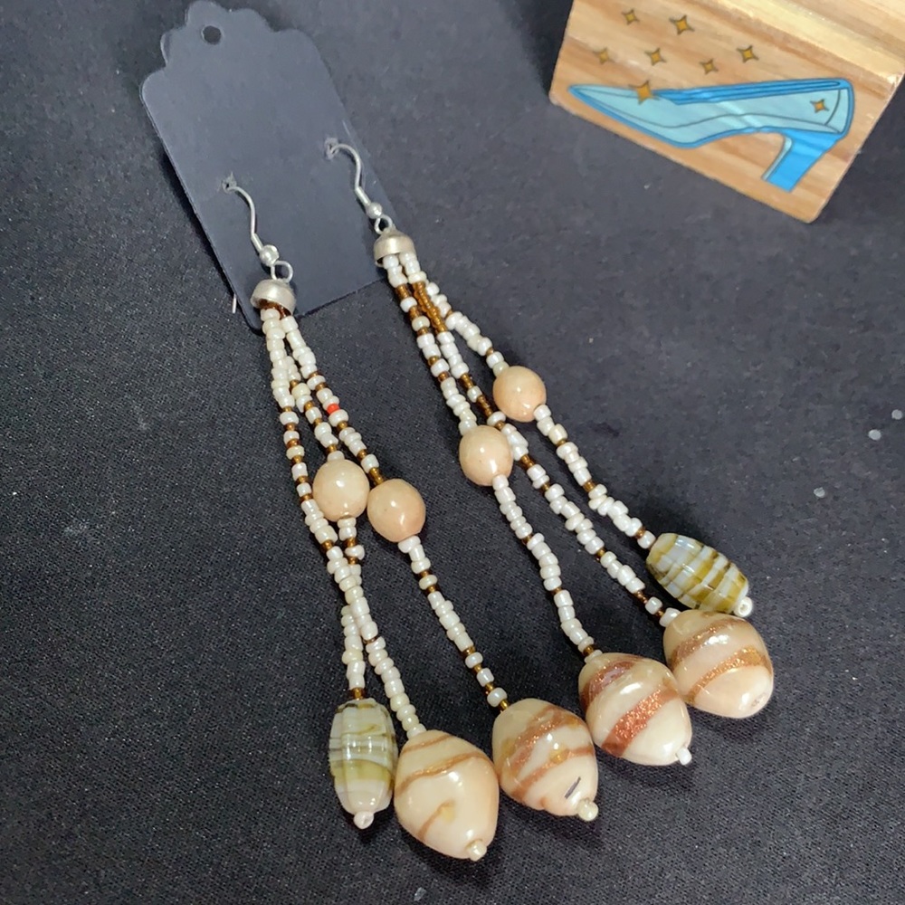 Vintage Boho Marble Beads Drop Unique Earrings - Picture 4 of 4
